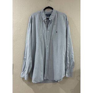 Ralph Lauren Blake Silk & Linen Long Sleeve Button Up Shirt Color Blue Size XXL